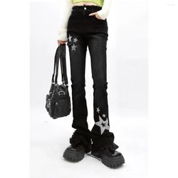 Women's Jeans Streetwear Woman Fashion Flare Pants High Waist Slim Fit Trousers Diamond Tassel Vintage Casual Pantalon Femme Y2k Clothes