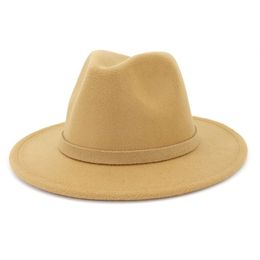 Solid Colour Jazz hats cowboy hat for women men winter fashion red with black wool bowler fedora hat wholesale