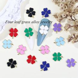 Nail Art Decorations 10PCS Colourfully Phnom Penh Four-Leaf Clover Glass Crystal 3D Shiny Lucky Charms Alloy Rhinestone Accessory
