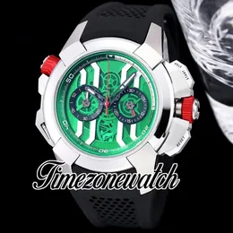 New EPIC X CHRONO EC323.20.AB.AB.A Quartz Chronograph Mens Watch Skeleton Green Dial Steel Case Black Rubber Strap Stopwatch Gents Watches Timezonewatch DHTM A04F2