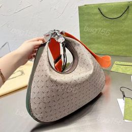 10A mirror Shoulder Bag Canavs Crossbdoy Bag Attache Handbag Tote Bags Patchwork Leather Hook Fastener Zipper Cotton Linen Quality Women Half Moon Purse Detachable