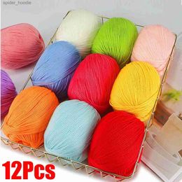 Yarn 12pcs Wholesale Yarn Milk Fiber Cotton Yarn for Knitting Baby Clothing Doll 5 Trands Using Crochet 12mm Needle L231130