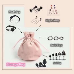 Massage products Small Storage Bag for Adults Games Sexy Toys of Nipple Clamp Anal Plug Metal Penis Rings Mouth Gag Erotic Products to Save