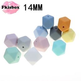 Baby Teethers Toys Fkisbox 100PCS Hexagon 14mm Teether Silicone Beads Diy Silicon Teething Necklace Loose Bead Bpa For 221109323L