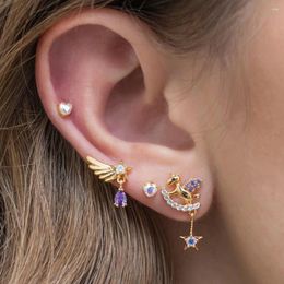 Stud Earrings 1pc Brass Cartilage Studs For Women Wing Horse Copper CZ Dangle Tragus Conch Ear Piercing Jewellery