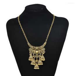 Pendant Necklaces Vintage Bells Necklace For Women Boho Ethnic Tassel Rhinestones Gypsy Sweater Chains Bohemian Pendants