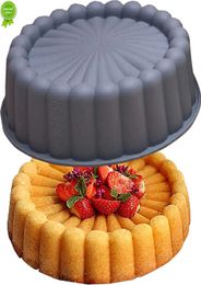 New Silicone Charlotte Cake Pan Reusable Mould Fluted Cake Pan Nonstick Round Moulds for Shortcake Cheesecake Brownie Tart Pie