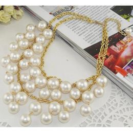 Pendant Necklaces Multi Strand Pear Necklace Pearls Women Temperament Strands Miss Statement