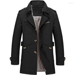 Men's Trench Coats Mens Business Windbreaker Long Jackets Pure Cotton Casual 2023 Spring Male Streetwear Blazers Windproof Overcoats