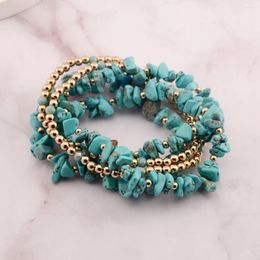 Strand Fashion Jewellery Multi Layered Natural Crushed Stone Beaded Bracelet Stretch Stacked Bracelets For Women