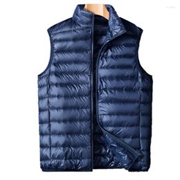 Men's Down Men Light Thin Vests Autumn Winter Short Slim Sleeveless Waistcoats Male Casual White Duck Vest Outwears FP1659