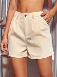 Women's Shorts Women Fashion Street Solid Slant Poets Fold Pleated Cargo Ladies Casual Vacation Wearyolq