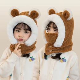 Czapki czapki dziecięce kapelusz kreskówka niedźwiedź flagi ucha pullover czapka dla chłopców i dziewcząt dziecko zimowe czapki szalik