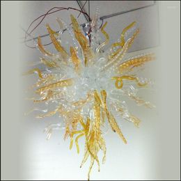 Pendant Lamps Chihuly Murano Glass Chandeliers Est Art Deco Lighting Hand Blown LED Yellow Chandelier