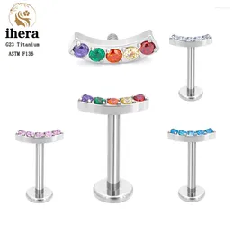 Stud Earrings G23 Titanium Piercing Studs Colourful CZ Paved 16G Labret Lip Ear Tragus Cartilage Daith Body Jewellery