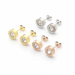 Designer Jewellery Gold Diamond Earrings For Women Stainless Steel Silver Rose Gold Stud Earings Black White Ceramic Fashion Bijoux320v