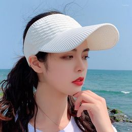 Wide Brim Hats Summer Empty Top Women Baseball Cap Outdoor Breathable Hole Visor Soft Elastic Adjustable Mesh Sport Sun Hat