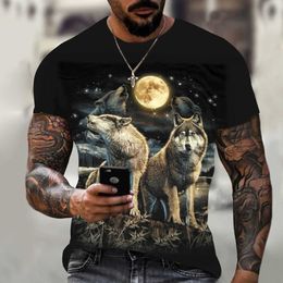 Fashion new star Wolf Print fashion men's short sleeve t-shirt men's fashion short sleeve