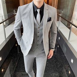 Men's Suits Blazers Formal Business Wedding 3 Pieces Suit Set 2023 Blazers Jacket Pants Vest Trousers Dress Waistcoat men suits formal party dressL231130