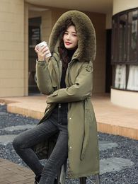 Women's Trench Coats -30 Degrees 2023 Snow Wear Long Parkas Winter Jacket Women Fur Hooded Clothing Female Lining Thick Coat