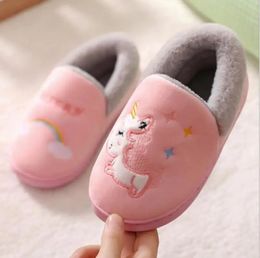 Slipper Slippers Unicorn Kids Slippers for Toddler Boys Indoor Shoes Baby Girl Fur Slides Cotton Flip Flop Warm Winter House Children Slipper 231130