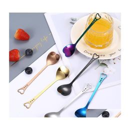 Party Favor Love Heart Shaped Spoon Colorf Ice Cream Coffee Tea Stir Spoons For Wedding Supplies Kitchen Accessories Drop Delivery H Dheix