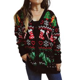 Women's Sweaters Knitted Christmas Sweater Jacket Tops Women's Winter Snowflake Xmas Cardigan Keep Warm Outerwear Coat Female Clothing 231129