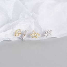 Stud Earrings PANJBJ 925 Sterling Silver Luxury White Zircon Horse Eye For Women Chic Office Youth Jewellery Accessories