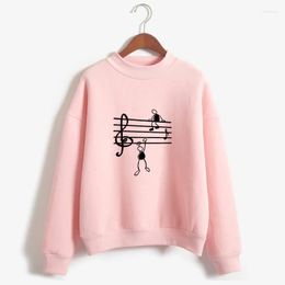 Women's Hoodies Cartoon Music Note Print Women Student Lover Gift Sweatshirts Femmes Long Sleeve Spring Autumn Tops For Female