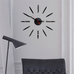 Wall Clocks 3D Mirror Surface Large Number Clock Sticker Home Decor Living Room Art Design346K