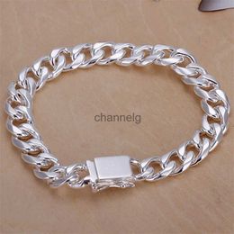 Chain 925 Sterling silver Bracelets Noble design popular fashion Jewelry High quality 10MM solid 8inch 20cm chain women mens wedding YQ231130