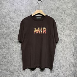 Graphic Flame T-Shirt Shirts Cotton Short Sleeve Tee Shirt Hip Hop Top Shirts Brown Mens Size S-XXL