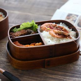Dinnerware Sets Factory Wholesale Custom Japanese-style Wooden Single-layer Bento Box Ash LZ