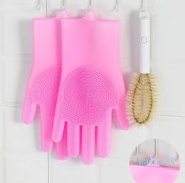 Kitchen dishwashing gloves thickened multi-functional silicone dishwashing brush household cleaning artifact oil- heat insulat2747