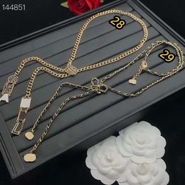 Gold Plated Brand Designer Pendants Necklaces Crystal Pearl Titanium Steel Letter Choker Pendant Necklace Sweater Chain Jewellery Accessories 005