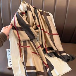 Scarves 18090cm Luxury Brand Spring Summer Autumn Women Clothing Fashion Colour matching printed silk scarf lady turba 231130