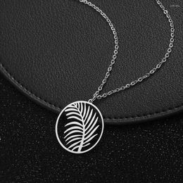 Pendant Necklaces Tropical Palm Leaves Necklace Stainless Steel Circle Leaf Sandy Beach Trendy Jewelry YP8761