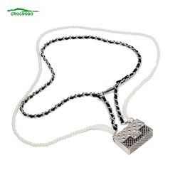 Crossbody Bag Ladies Fashion Luxury Mini Metal Pearl Belly Waist Chain Small Square Shoulder Purse Necklace For Women305d
