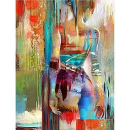 Paintings Bright-Coloured Girl Handpainted Contemporary Abstract Wall Deco Art Oil Painting On Canvas Mti Customized Sizes Ab009 Dro Dhdyv