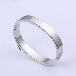 Rose gold mens designer bracelets silver love bangle womens high quality titanium steel lettering snap couple friendship party Wed274J