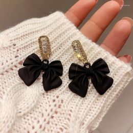 Dangle Earrings Fashion Bowknot Drop For Women 2023 Korean Crystal Gold Colour Earring Female Statement Jewellery Brincos