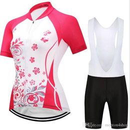 Summer Flower Women MTB Bike Cycling Clothing Breathable Mountian Bicycle Clothes Ropa Ciclismo Quick-Dry Cycling Jersey Sets319U