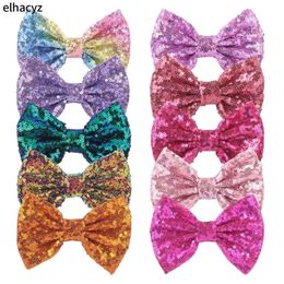 Hair Accessories 25Pcs/Lot 75 Colours 5" Big Sequin Messy Bow With/Without Clip Hair Accessories For Girls Kids DIY Party Headwear Wholesale 231129