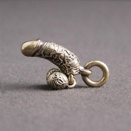 Decorative Objects & Figurines Brass Man Penis Pendant For Keychains Mini Male Genitalia Shaped Adult Toy Car Keyring Hanging Jewe172t