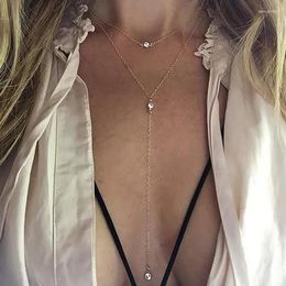 Pendant Necklaces Fashion Multilayer Long Chain Tassel Rhinestone Crystal For Women Jewelry