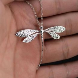 Fashion Charms 925 Sterling Silver CZ Dragonfly Women Pendant Necklace For Pedant Clavicle Sweater Jewelry Gift304P
