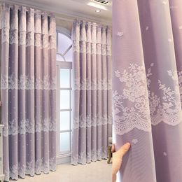 Curtain Korean Lace Curtains For Living Room Bedroom Simple Princess High Blackout Cloth Gauze Integrated Window Light Luxury Custom