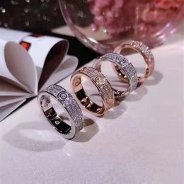 Luxury 3 Row Full Diamond Love Ring Fashion Women Wedding Rings High Quality 316L Titanium Steel Jewelry250t