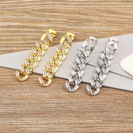 Stud Earrings Nidin Fashionable Geometric Chain Pave Zircon For Women Sweet Personality Long Gold/Silver Colours Jewellery Gift