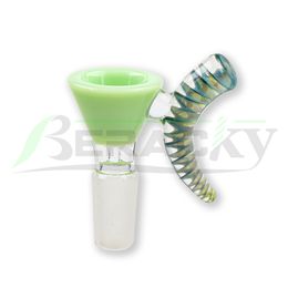 Beracky High Quality Smoking Glass Bowl with Slyme Spiral Horn 14/18mm Male Heady Glass Bong Bowl Piece Smoking Accessories For Glass Water Pipes Dab Oil Rigs